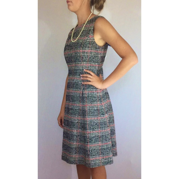 Talbots Dresses & Skirts - Talbots black red white plaid tweed fit flare dres